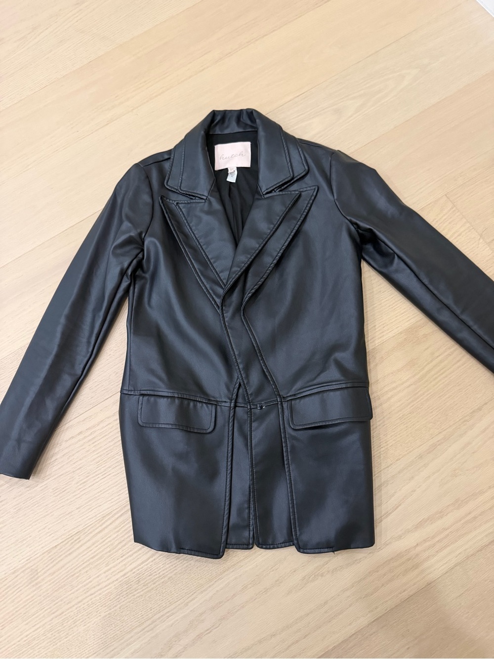 Faux Leather Black Blazer